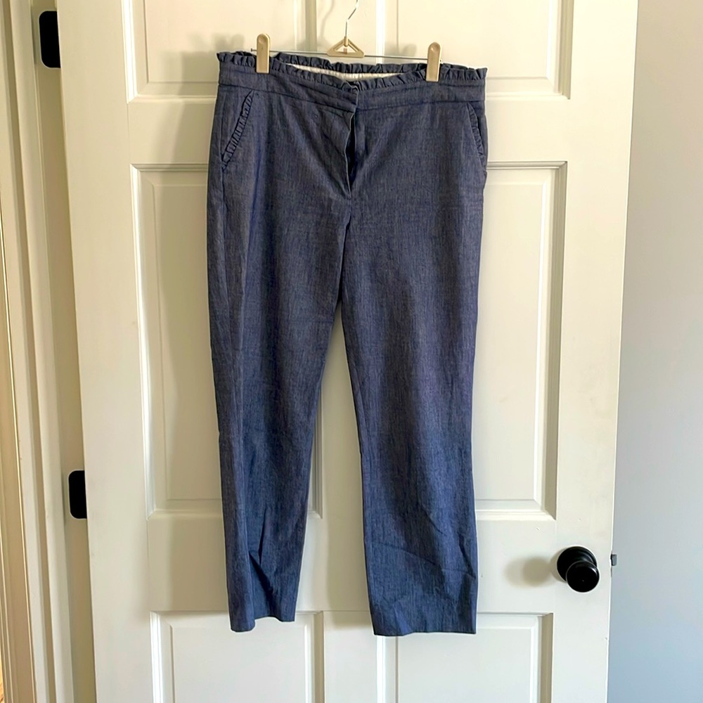 Size 8 denim colored J. Crew suit pants
